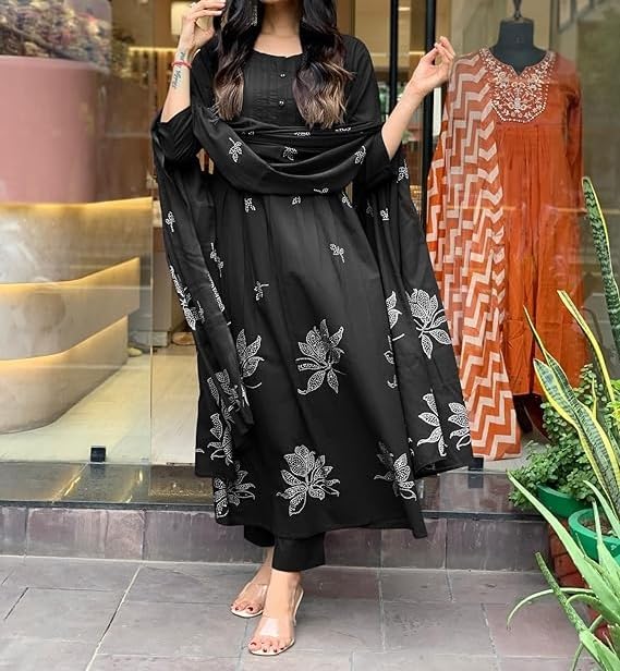 KULIA Zestaw Kurti dla kobiet, Tradycyjny strój indyjski, Kurti ze spodniami, Etniczna, drukowana, wiskozowa kurti, Suknia ślubna, Zestaw Salwar, Prezenty na Diwali