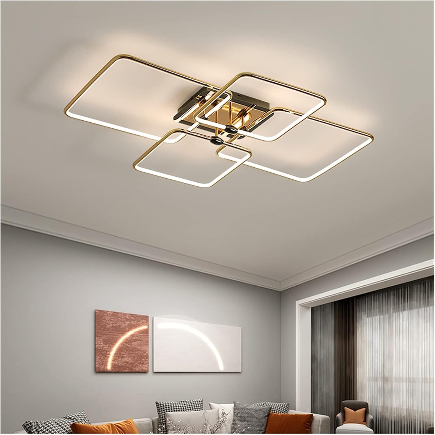 Arrival Ceiling for Living Room Bedroom Dining Room Bar Indoor Gold Color Hanging s Fixtures (Color : D-Changeable Size : 3RingsD60x50x12cm) (C Changeable)