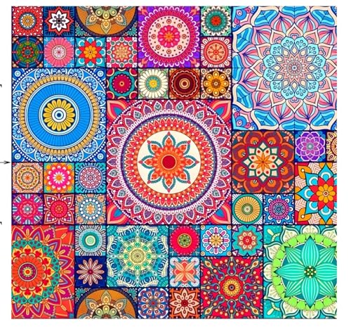Image of Weddings Decoration Curtains for Background |Wedding Backdrop Cloth | Wedding Haldi Functions Festival Decoration Cloth Pink Clour 8x8 feet (Multi Rangoli) lohri Backdrop | Pooja Backdrop Cloth