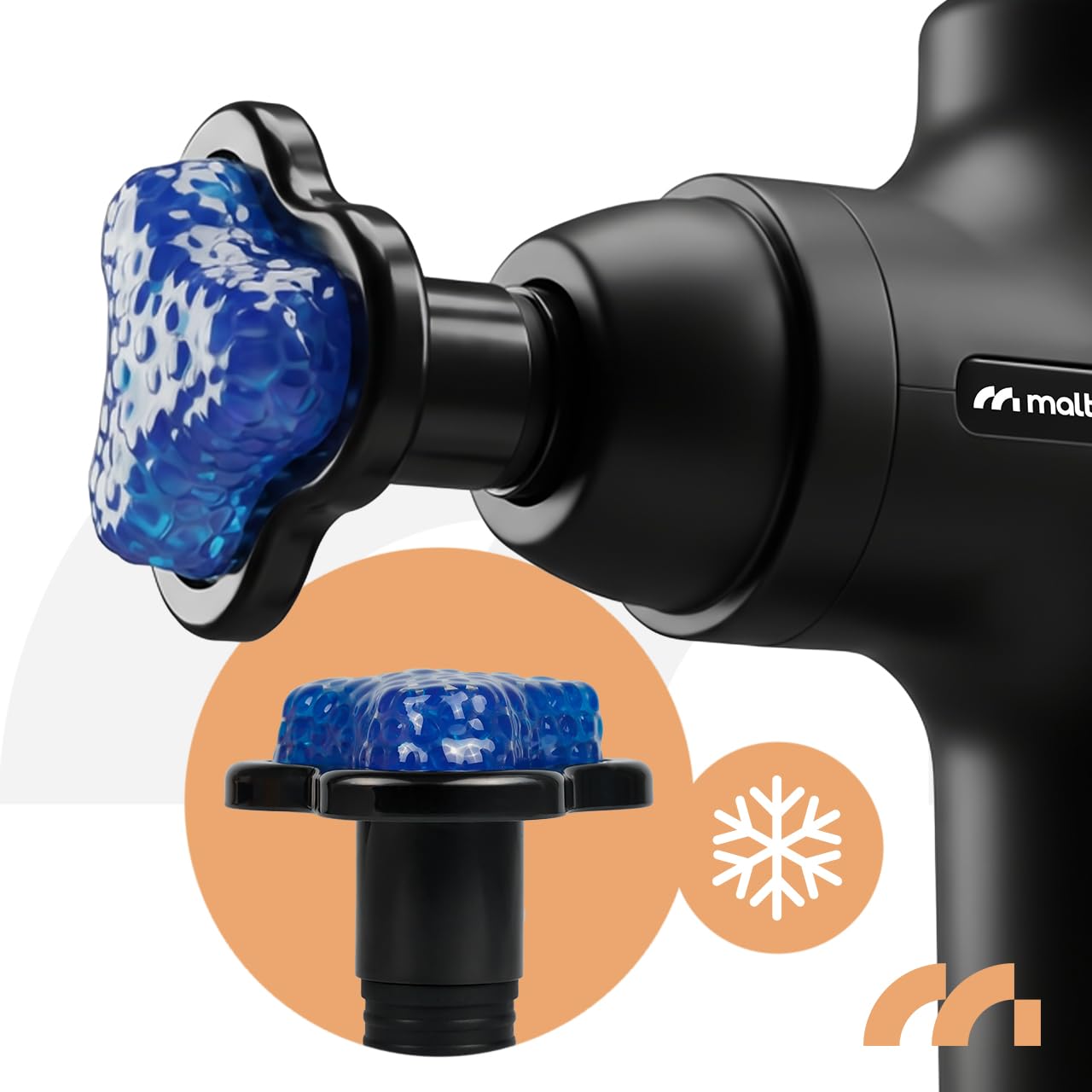 MalTec Pistolet do masażu, masażer do ciała, pleców, karku, ramion, 6 nakładek, 4 prędkości