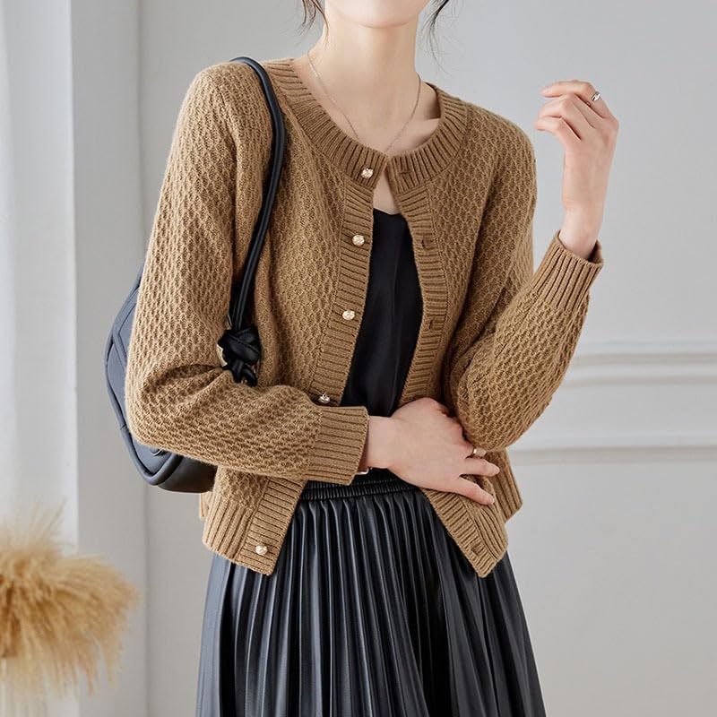 Maglione Cardigan Lavorato a Maglia con Bottoni a Maniche Lunghe da Donna, Giacca Cardigan a Righe con Girocollo Aperto sul Davanti
