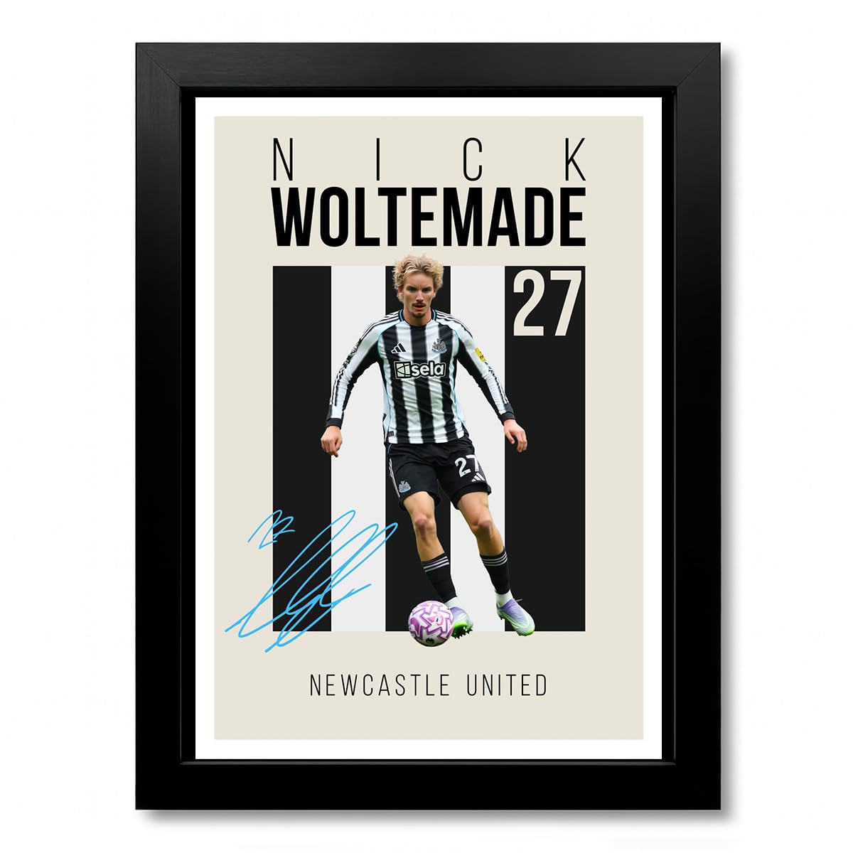 Nick Woltemade Newcastle United Signed Photo Poster Print Picture Display Framed Autograph Memorabilia for Football Fans Gift Germany (A4 Framed & Mounted Cream)