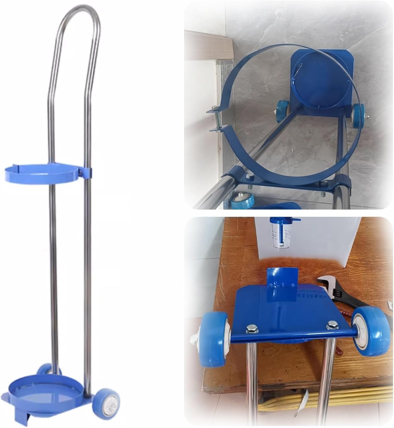 GTHTUHFD Oxygen Cylinder Cart, Oxygen Tank Cart, Oxygen Cylinder Cart Trolley, Long-Lasting Steel Gas Cylinder Organizer Shelf, Lightweight Oxygen Tank Cart Dolly,110cm/43.3in