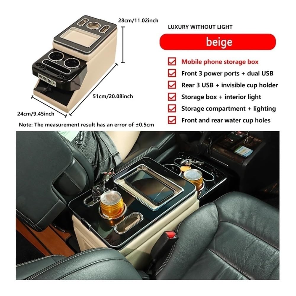 Caja De Consola Con Reposabrazos Almacenamiento Frontal Universal General, Cargador Inalámbrico Gran Capacidad Para Odyssey Para MPV, 24cm