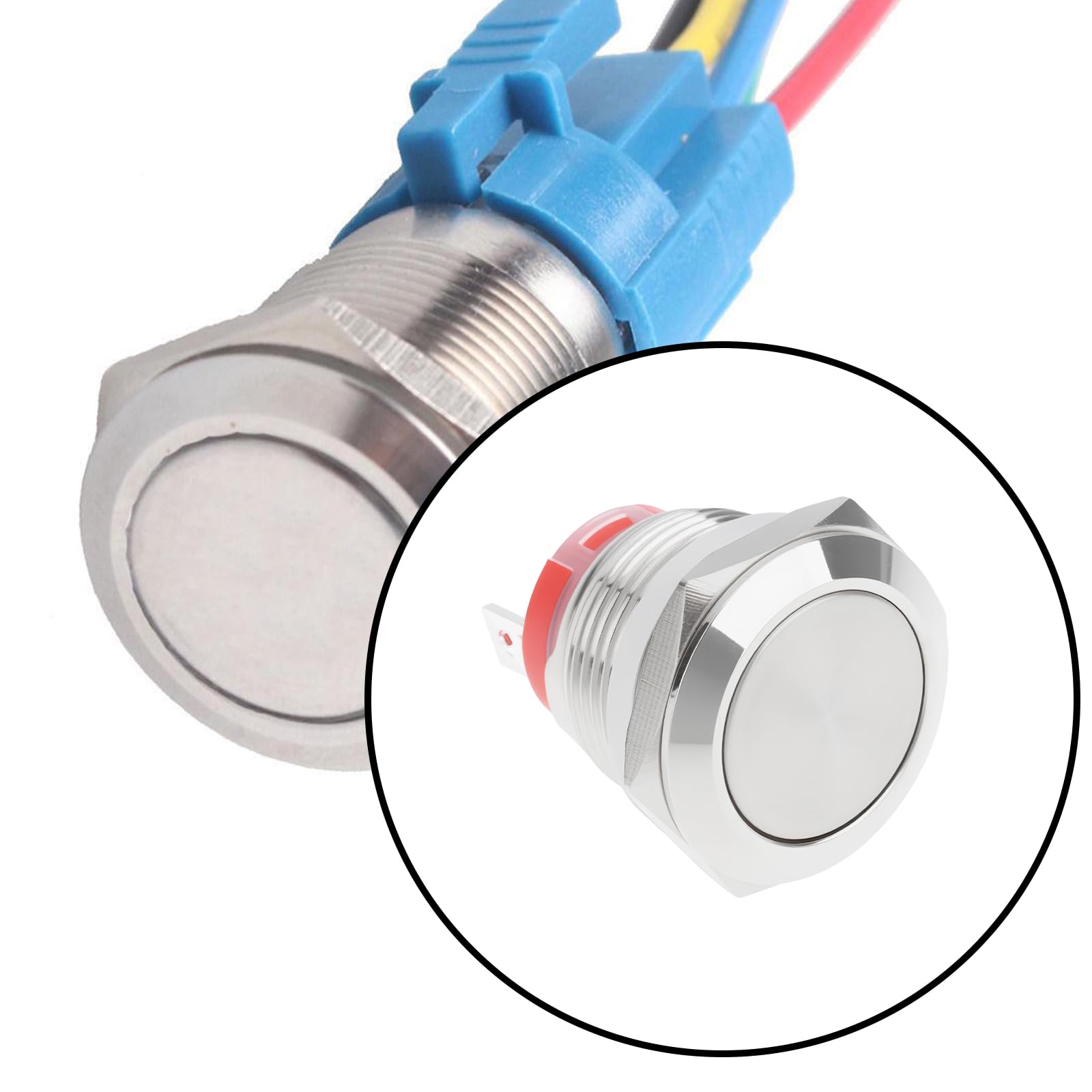 2 szt. 19 mm 2-pinowy krótki przycisk 20A/12-24V 15A/220V wodoodporny przełącznik chwilowy stal nierdzewna