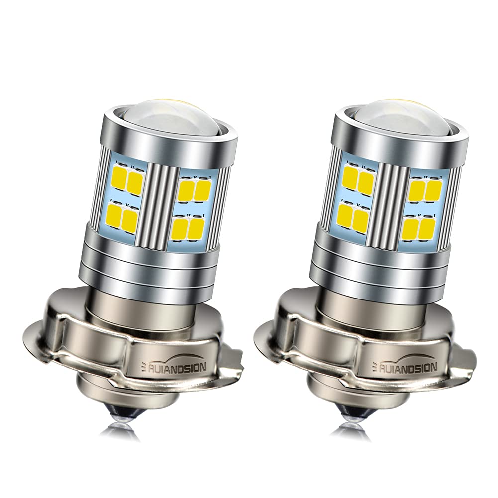 Ruiandsion P26S Lampadina per faro a LED per moto 6000K Bianco DC 10-30V Super Bright 2835 24SMD Chips Lampada per moto a LED (confezione da 2)