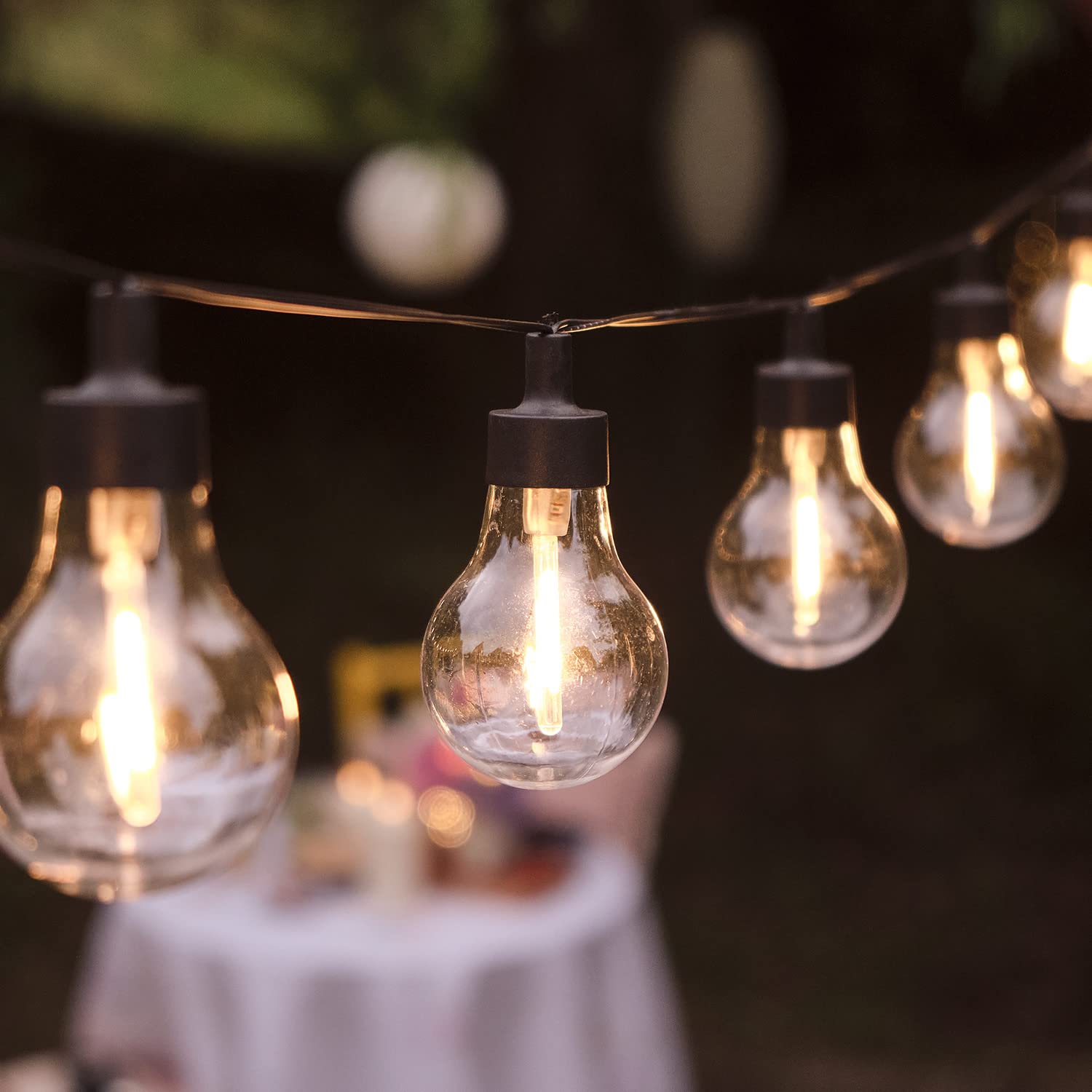 Lights4fun 20er LED Party Lichterkette warmweiss für Außen mit Timer Gartendeko
