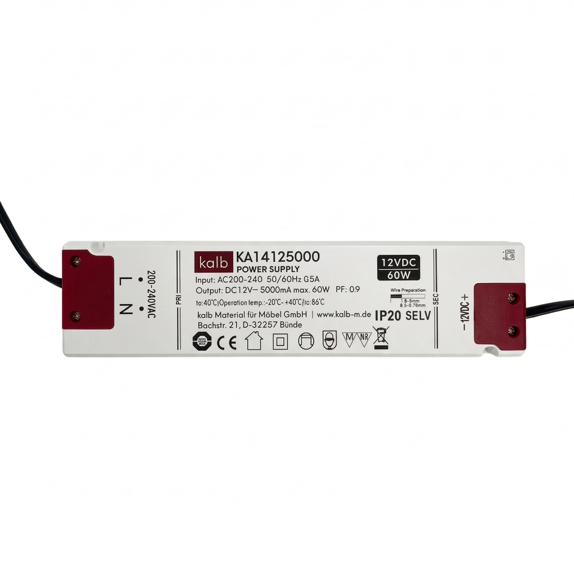 kalb | Trasformatore LED 12V 15W 30W 60W con interruttore a pedale, alimentatore con distributore 6/10 uscite, sistema Mini LED (60, Watt, 12)