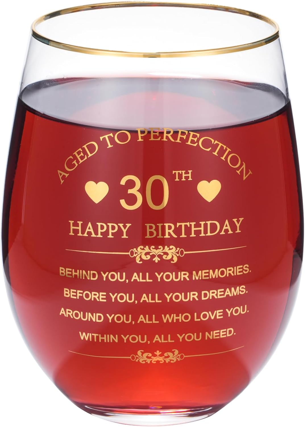 Inspirational 30th Birthday Gifts for Women Men 15oz Wine Tumbler Red Wine Glass Cup Behind You All Your Memories Before You All Your Dreams 1996 30 Years Old Birthday Present (30th)