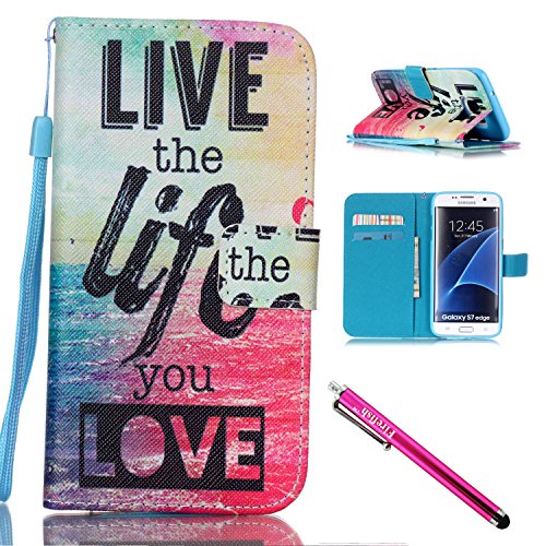 Galaxy S7 edge Case, Firefish Stand Flip Folio Wallet Cover Shock Resistance Protective Shell with Cards Slots Magnetic Closure for Samsung Galaxy S7 edge-Life