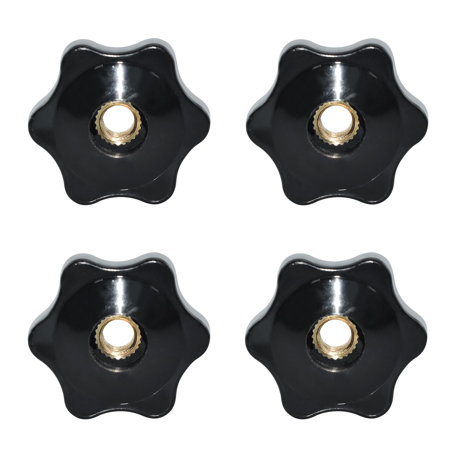 Aifeier 12 Sets M6 Knurled Thread Knobs - 7-Star Black Nylon Hand Screws With T Nuts
