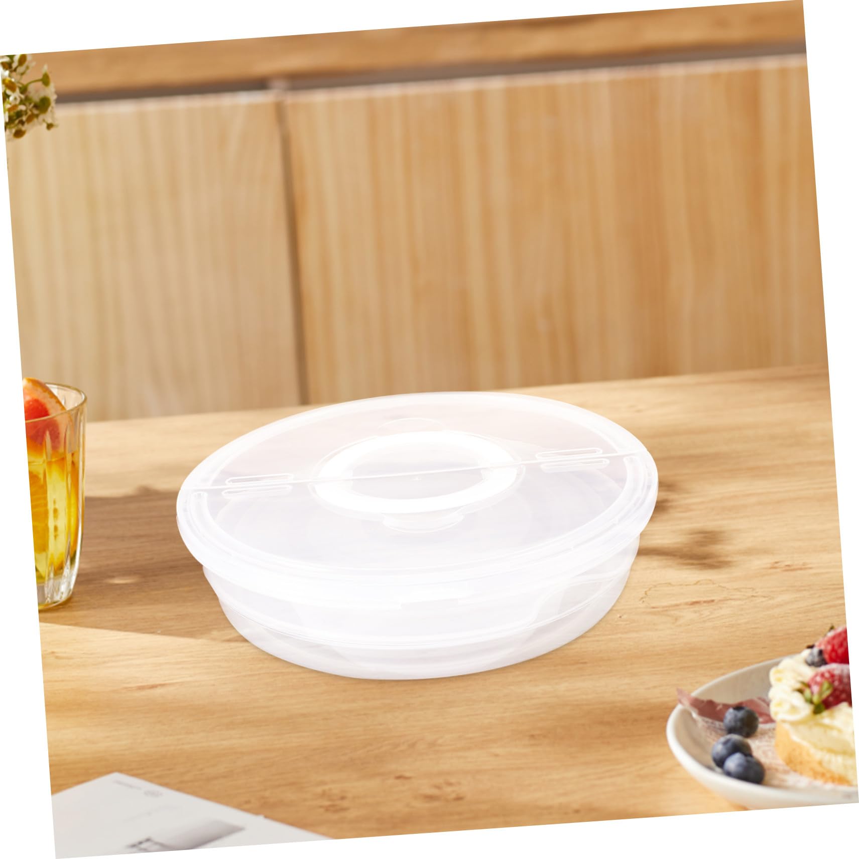 Cabilock 2 piezas Contenedores para Alimentos con Tapa y Asas de Unidades Recipientes Transparentes para Tartas Pizzas Tortillas y Repostería Almacenamiento Seguro y Portátil