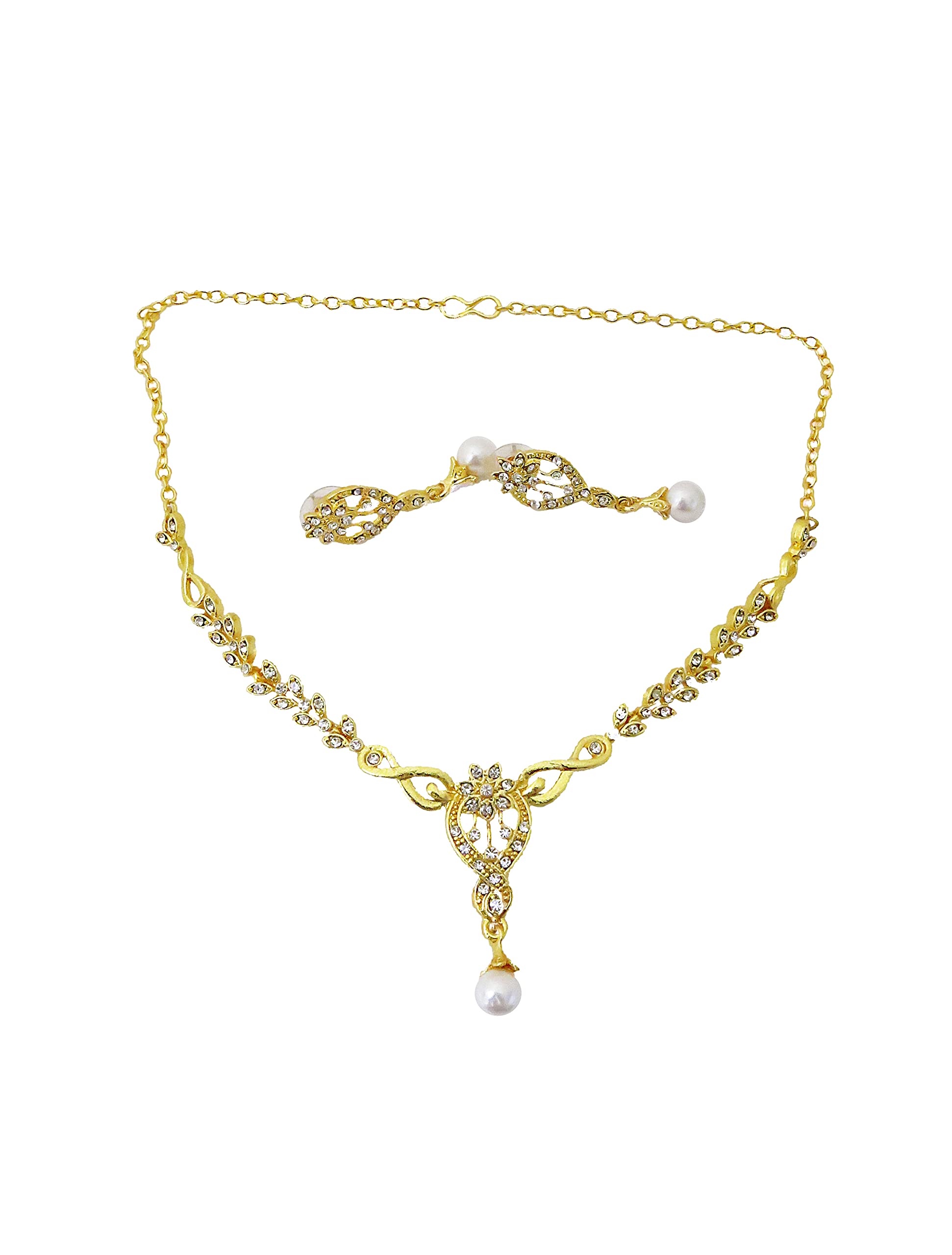 HR CREATIONWOMEN FASHION Yellow Gold Plated FLOREL Necklace Set