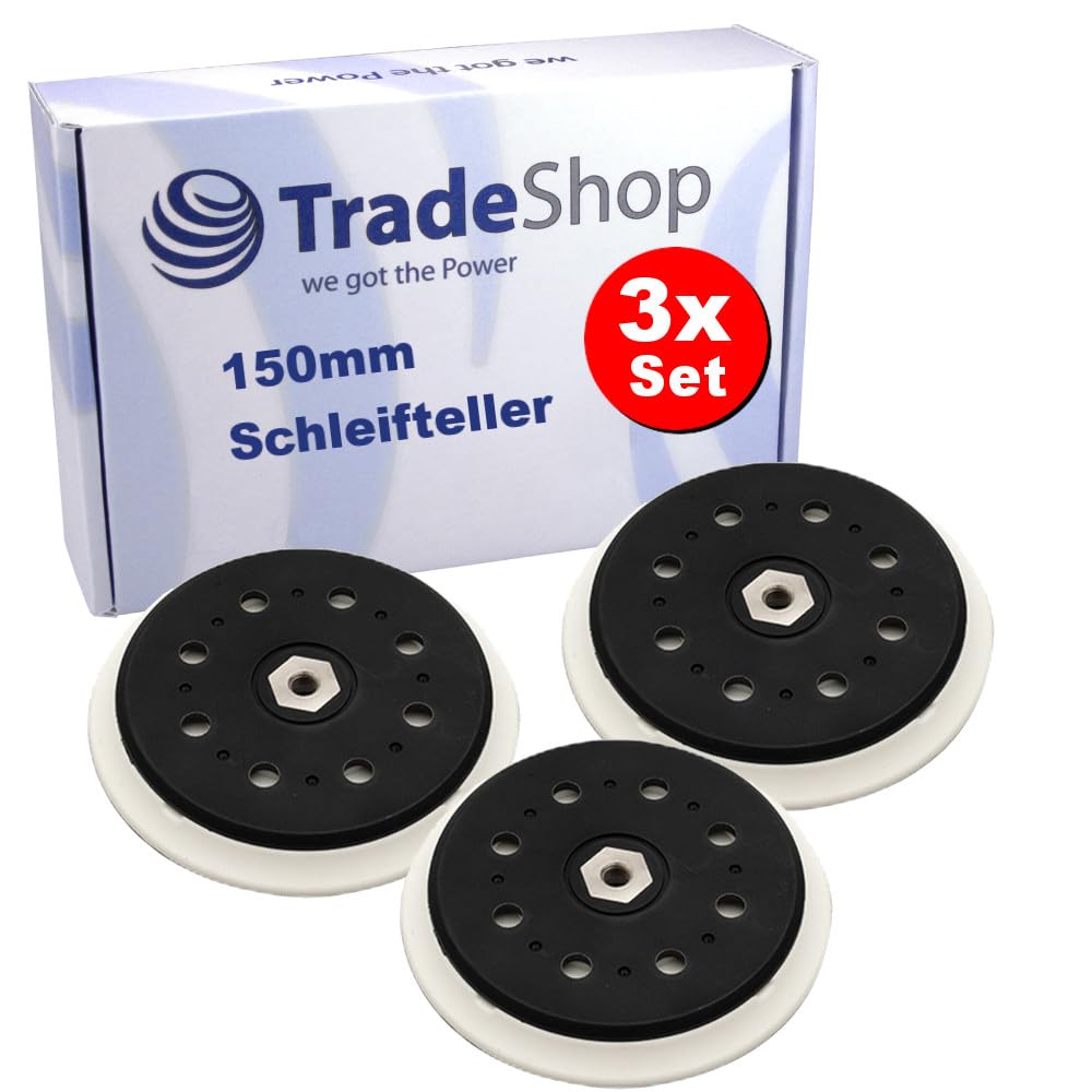 Trade-Shop - Plato abrasivo (15 agujeros, M8, diámetro de 150 mm, compatible con lijadora orbital Makita BO6050 BO6050J, sustituye a 197315-5 197314-7)