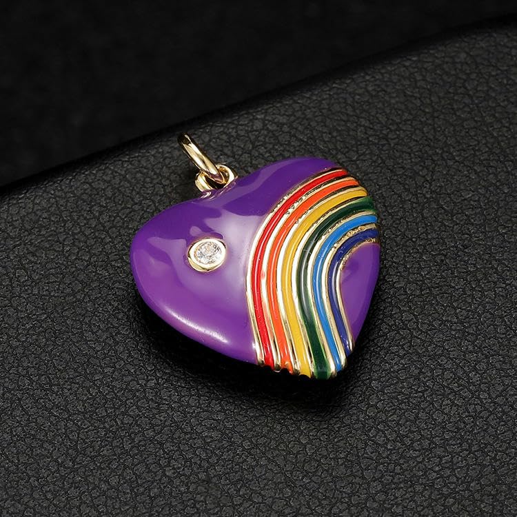 18 x 22 mm, 10 szt. tęczowe serce emaliowane koraliki emaliowane zawieszki różne pozłacane emaliowane zawieszki do produkcji biżuterii, złoty motyw