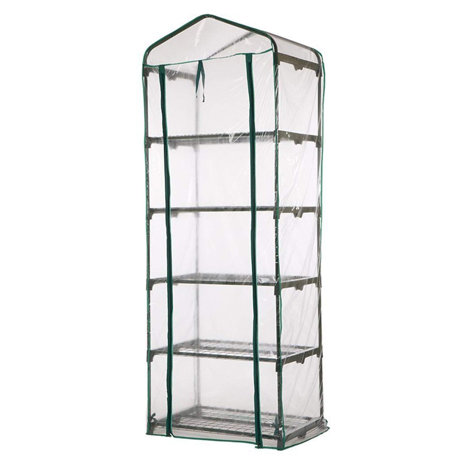 Copertura per serra piccola a 5 ripiani, 69 x 49 x 187 cm, impermeabile, trasparente, in PVC con porta arrotolabile, resistente, per coltivare verdure, fiori e piantine (telaio non incluso)