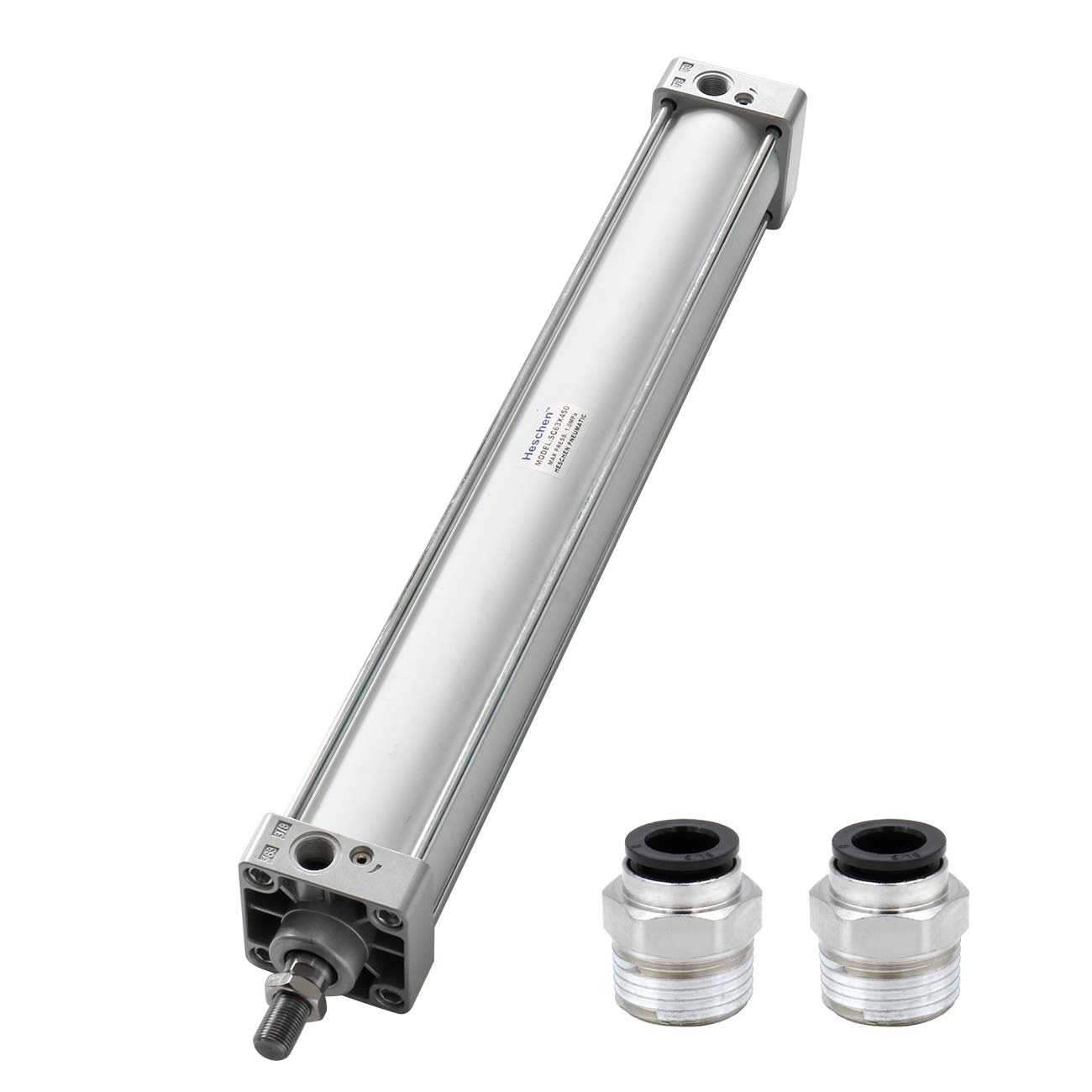 Heschen Silver Pneumatic Standard Air Cylinder, Sc 63-450, Pt3/8 Port, 63Mm Bore, 450Mm Stroke, Double Acting
