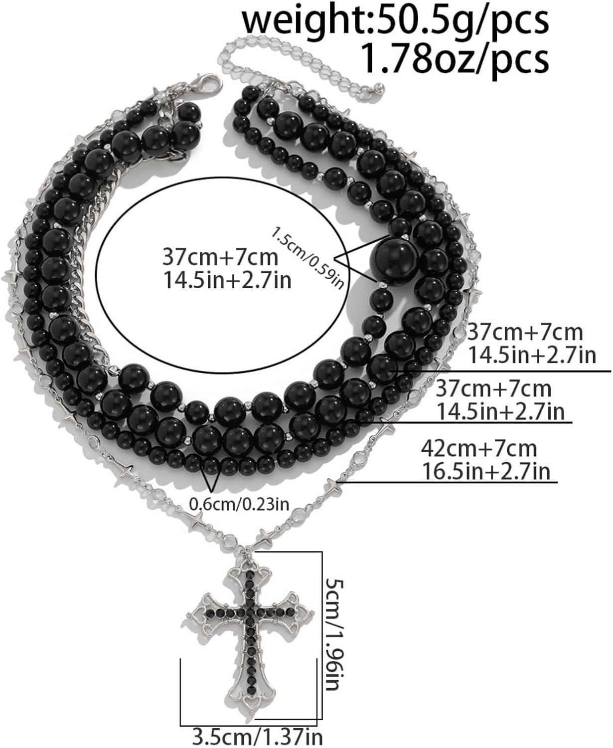 Double Cross Necklace Y2k Irregular Diamond Embedding Trend Hip Hop Fashion Retro Pendant Necklace - Image 2