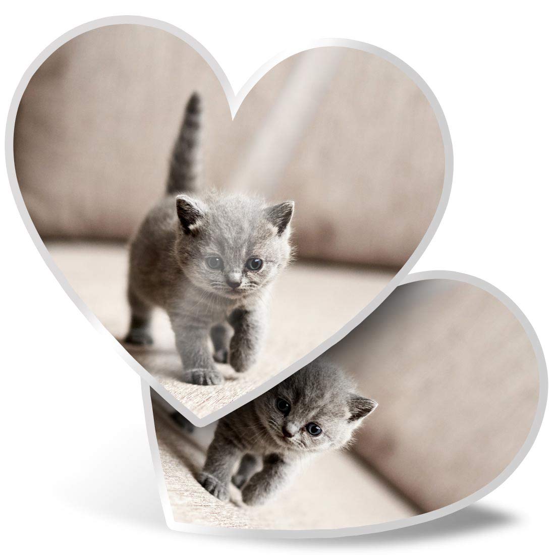 Destination Vinyl Ltd Multi 2 X Heart Stickers 15 Cm - British Shorthair Blue Kitten Cat Pet Laptop Tablet Luggage Scrapbook #16257