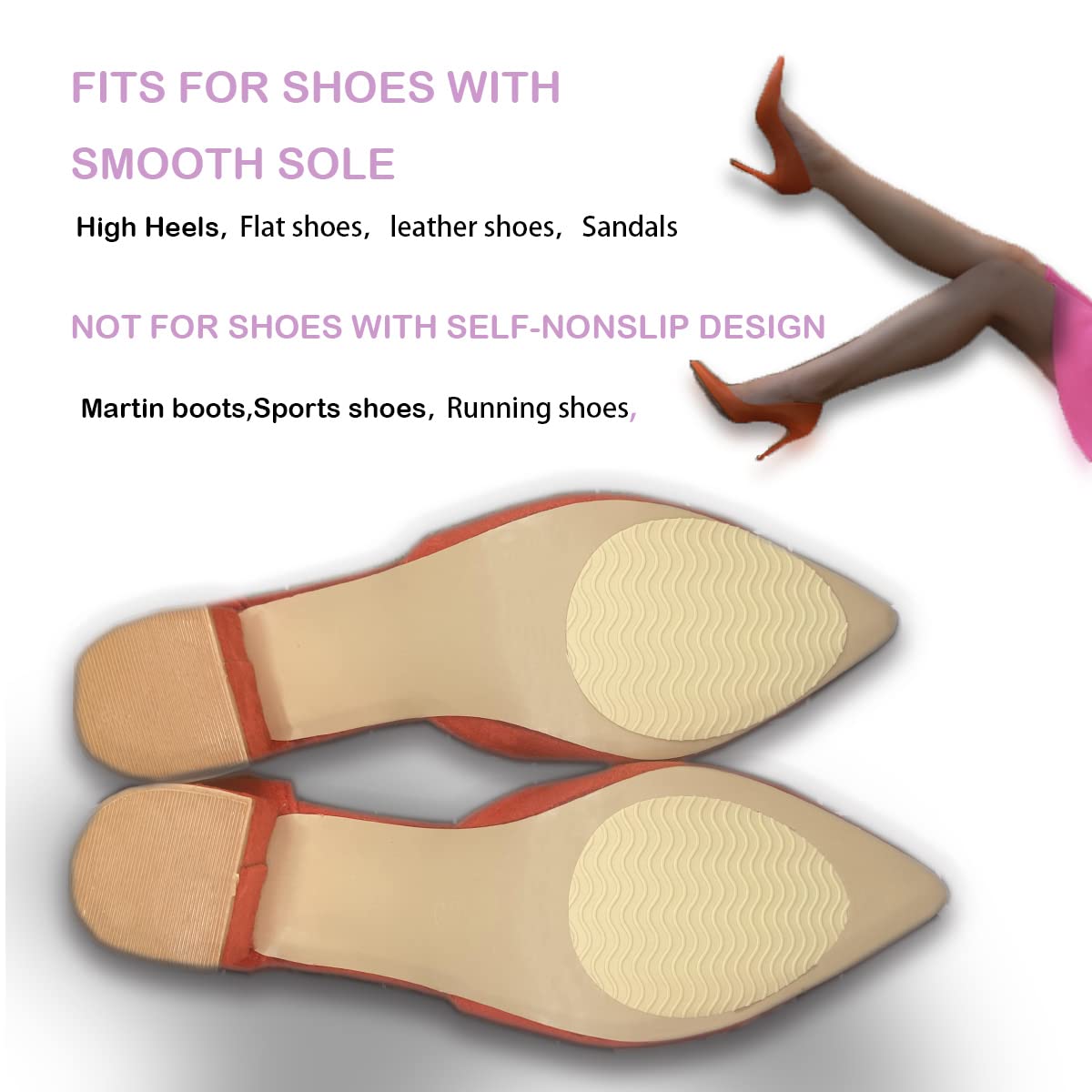 ZBLGO Rutschfeste Schuhpolster, Sohlenschutz, selbstklebend, hohe Absätze, rutschfest, Beige, 3 Paar