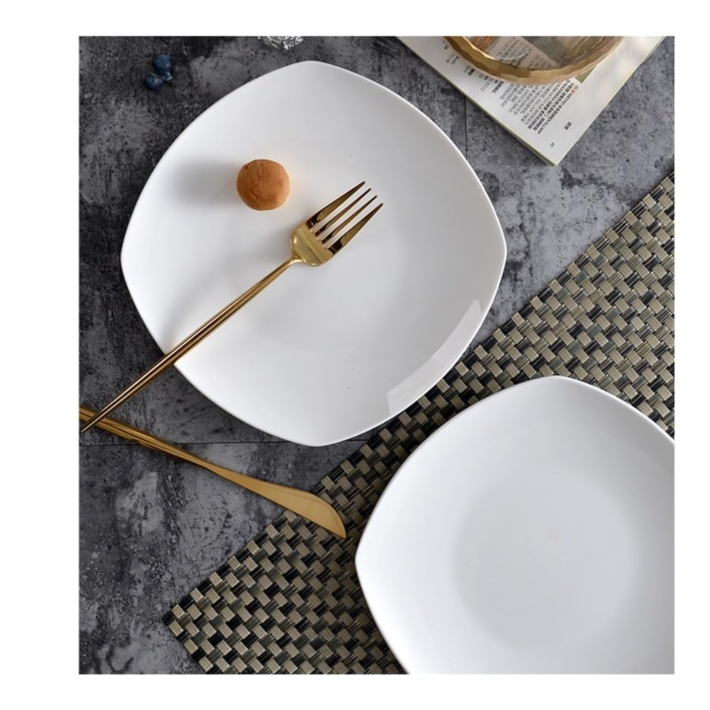Talerze, 10pcs White Bone China Square Ceramic Steak Plates for Home Dinnerware Talerze Ceramiczne