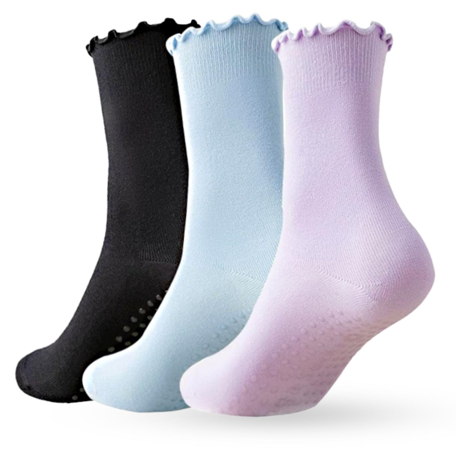 Soxbang 3/6 Pairs Cute Pilates Socks with Grips,Yoga Socks Barre Sock Non Slip Grip Embroidery for Barre Ballet Workout