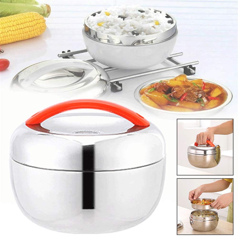 Fiambrera Caja Doble de la Capa de Almuerzo con Aislamiento térmico Contenedor de Acero Inoxidable de Acero Inoxidable (Lunch Box Capacity : 1300ML)