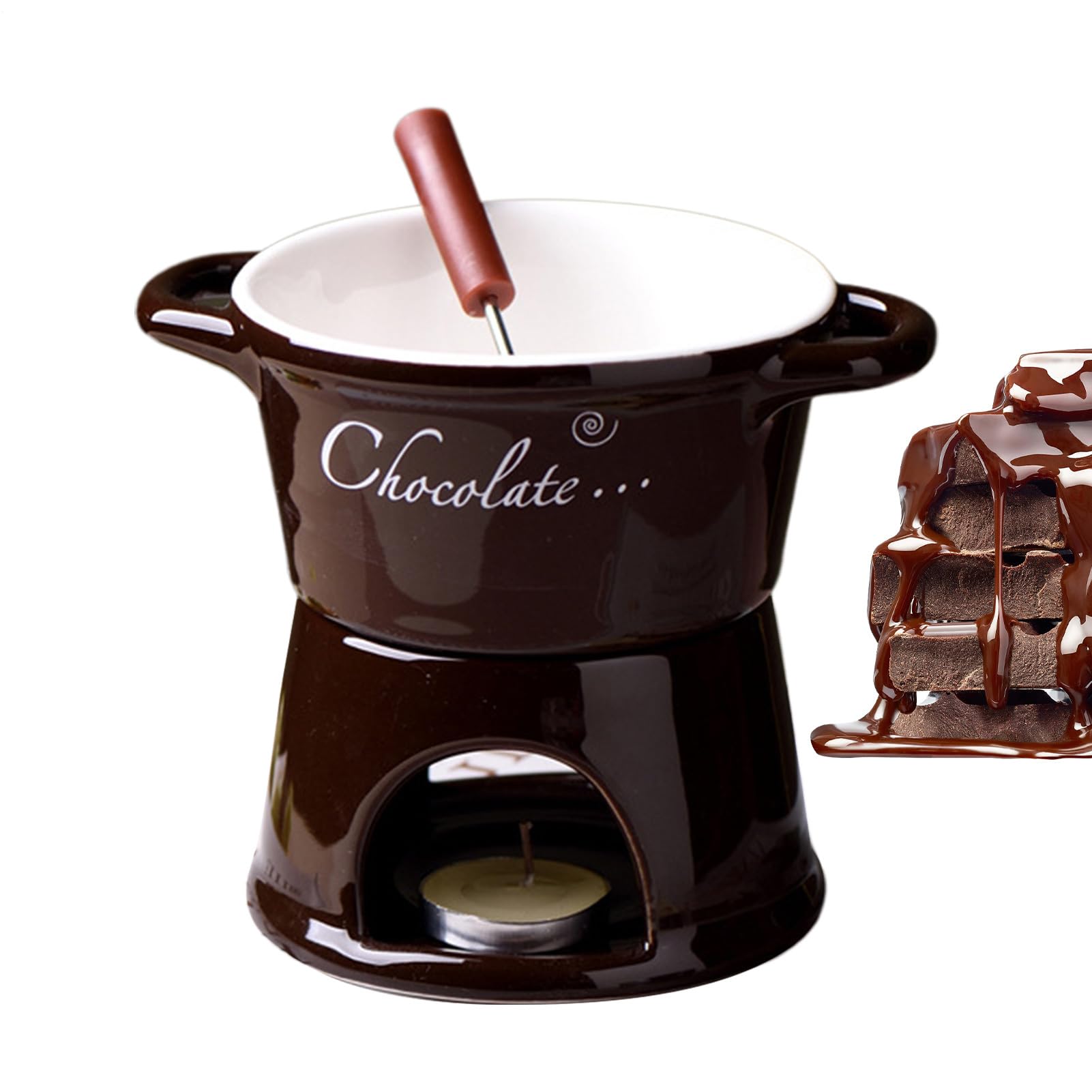 Fonduta Pentola per Sciogliere a Candela, Scaldaburro, Salse e Caramelle | Scalda Caffè Fonduta Personale Salse, Formaggio, Dolci, Pane - Compleanni, Matrimoni, San , Feste, Cena, Coppie