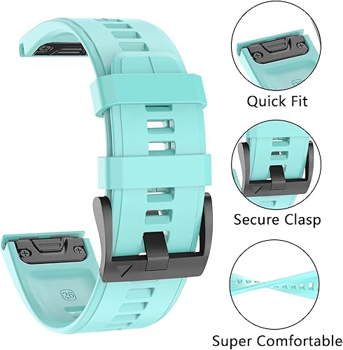 Miniatura 10 de Correa de silicona compatible con Garmin Fenix 5X Watch Band de 1.024 in de fácil instalación para Garmin Fenix 5X PlusFenix 6XFenix 6X ProFenix