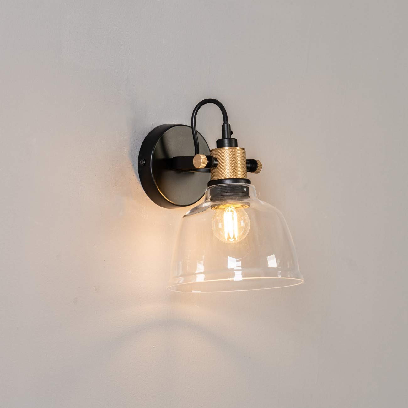 KOSILUM Linz - Lámpara de techo de cristal transparente (luz blanca cálida), diseño de salón y dormitorio, cocina, pasillo – E27 – IP20