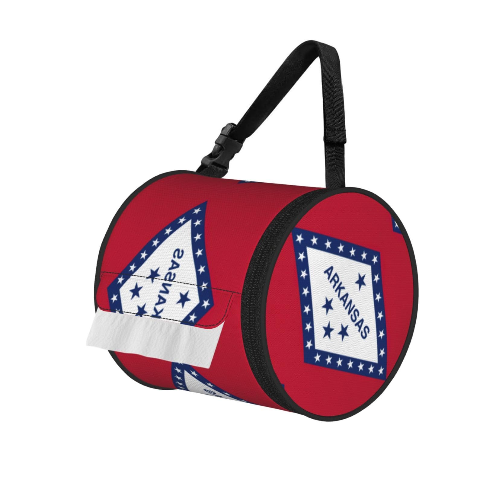 Arkansas State Flag Printed Portable Tissue Roll Case, Standard-Size Fit, Oxford Cloth for Wall Camping Backpack