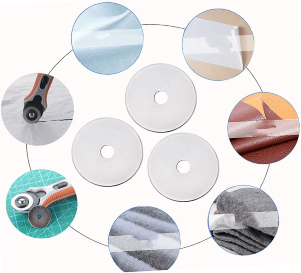 Generic 3pcs Rotary Cutter Replacement Blades Storage Case Precision Cutting Blades for Fabric Leather Paper and Crafts Super Thin Thickness Easy Installation