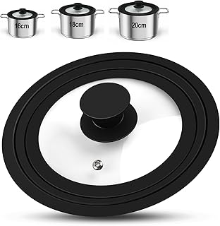 Universal lid, universal lid, diameter 16, 18 and 20 glass lids for pots, multifunctional pan lid, heat-resistant pot lid for pans and pots lid