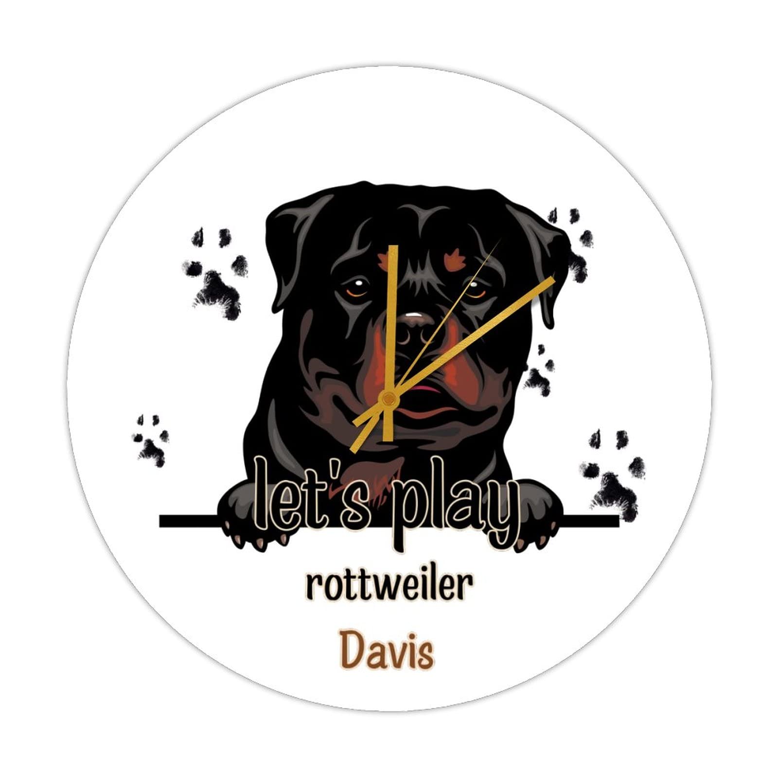 Horloge Rottweiler 38cm à piles avec mécanisme sans tic-tac