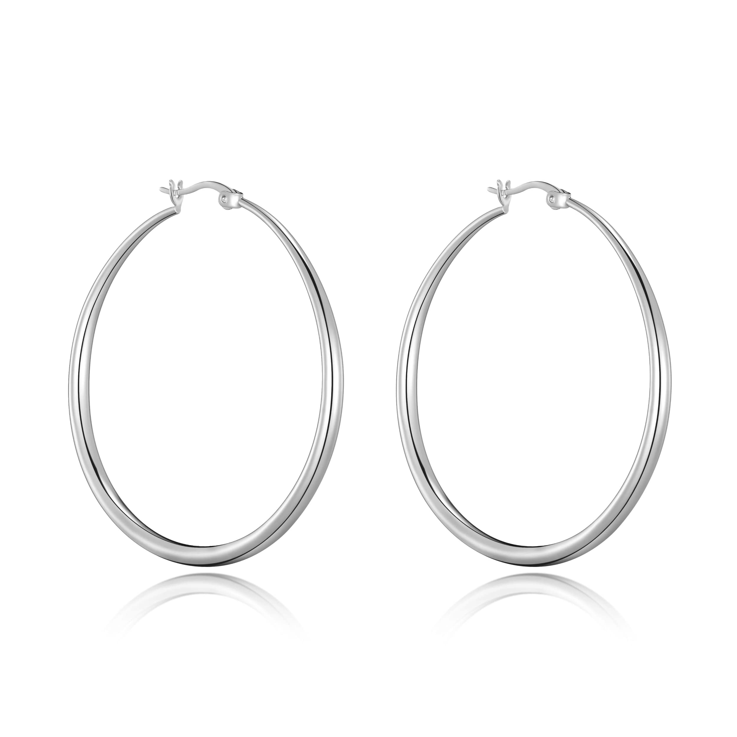 Philip JonesSilver Plated 50mm Hoop Earrings