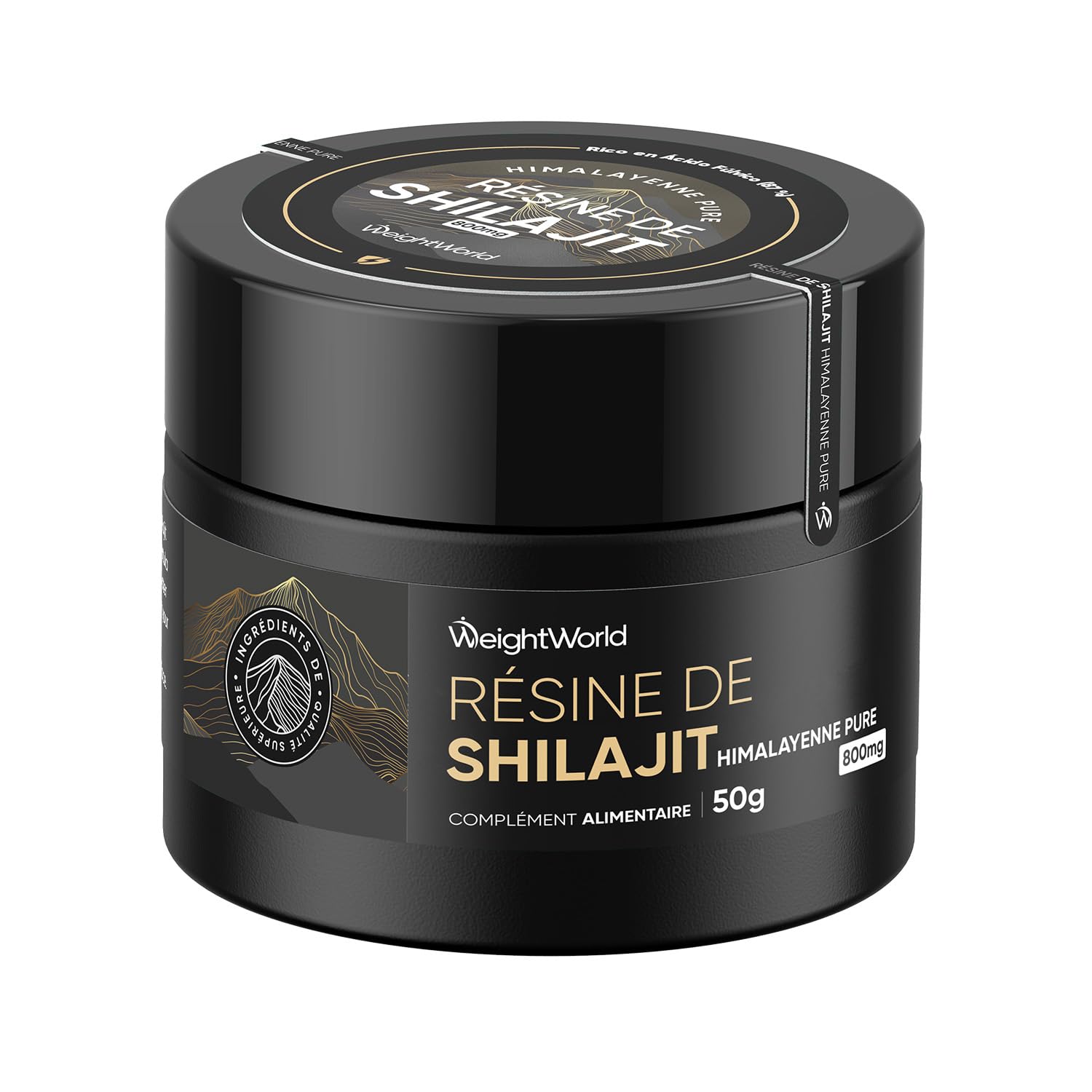 Resine de Shilajit Himalaya Vegan 50g avec 87% d'Acide Fulvique, sans OGM, sans Gluten, 800 mg par Portion, Alternative au Shilajit Himalaya Bio et aux Gélules, Cuillère Incluse
