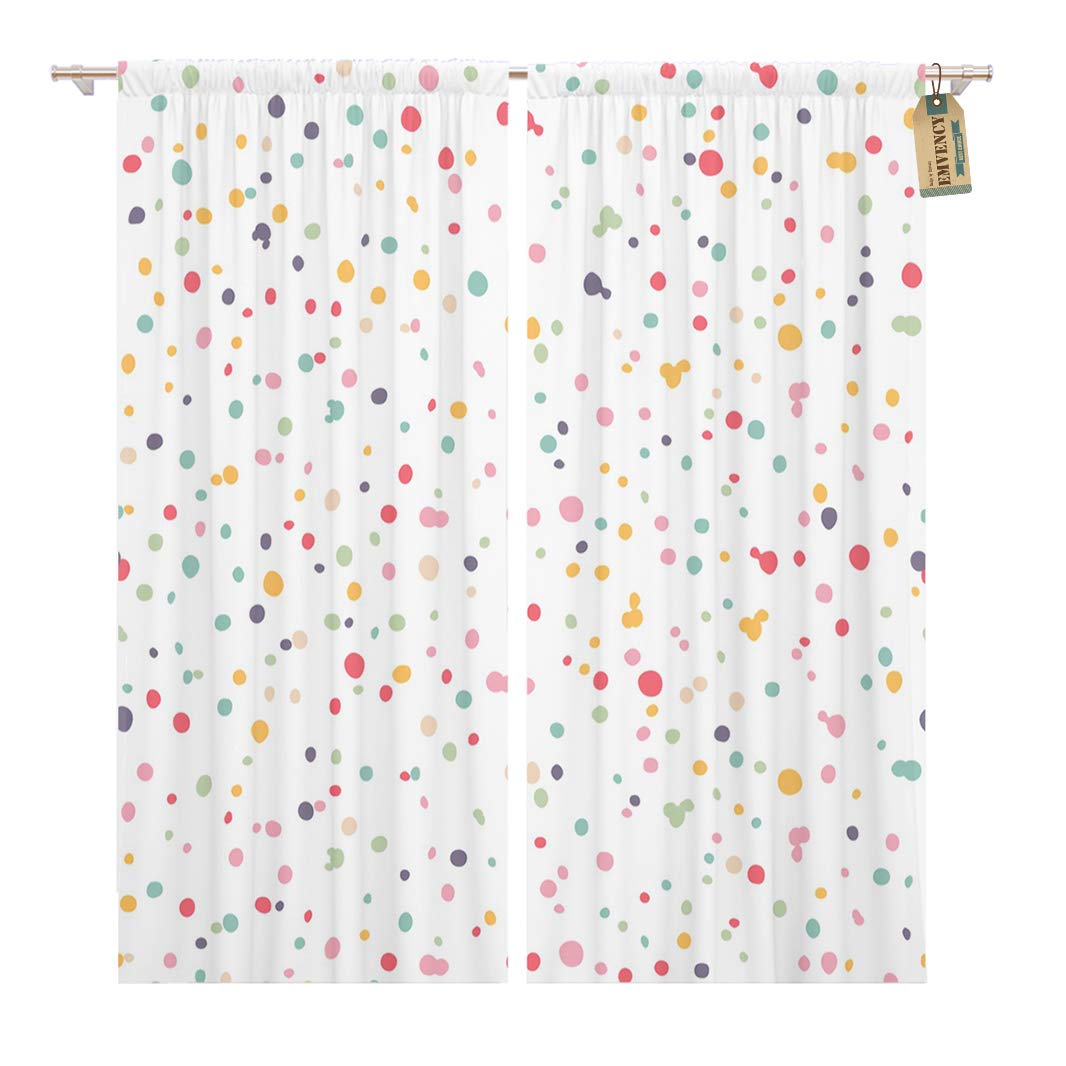 Golee Window Curtain Pattern Color Dots Modern Paint Circle Drop Abstract Splat Home Decor Rod Pocket Drapes 2 Panels Curtain 104 x 84 inches