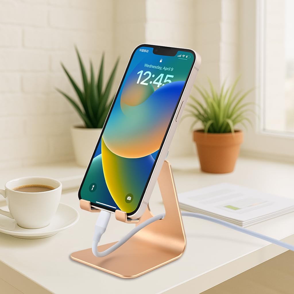 Supporto per Telefono in Alluminio in Metallo Supporto per Tablet per Telefono Cellulare da Scrivania Supporto per Telefono Cellulare con Regolazione 'angolo per Telefono Cellulare, per Smartphone