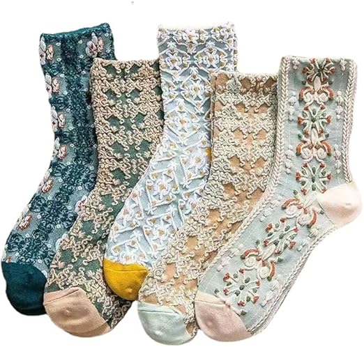 Amazon 靴下 レディース 花柄 刺繍 綿 5足セット 快適 通気 頑丈 無臭 クラシカル レトロ 秋 冬 おしゃれ オールシーズン クールソックス 靴下 通販 Amazon 靴下 レディース 花柄 刺繍 綿 5足セット 快適 通気 頑丈 無臭 クラシカル レトロ 秋 冬 おしゃれ オールシーズン クールソックス 靴下 通販