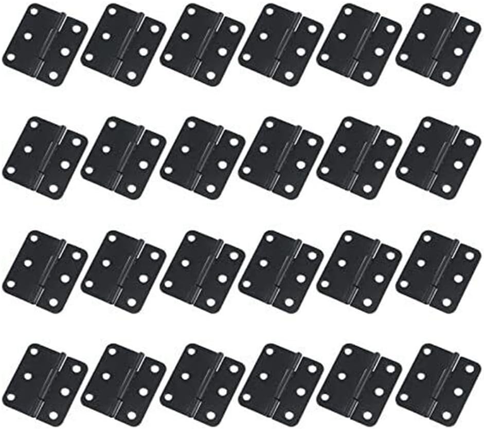 24-Pack Black Butt Hinges 1.5 Inch Small Door Hinge Cabinet Tool Box with Mounting Screws Included Hardware