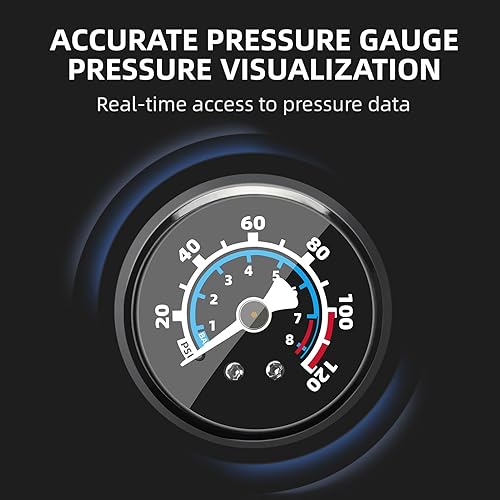 Miniatura 2 de ROCKBROS Bomba de bicicleta, bomba de bicicleta con medidor PSI, bomba de neumático de bicicleta portátil con válvula inteligente, se adapta a