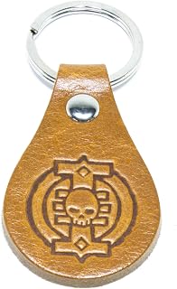 Les Cuirs Pilon, Leather Key Ring with Drawing, Handmade, Genuine Leather (Inquisition, Brown)