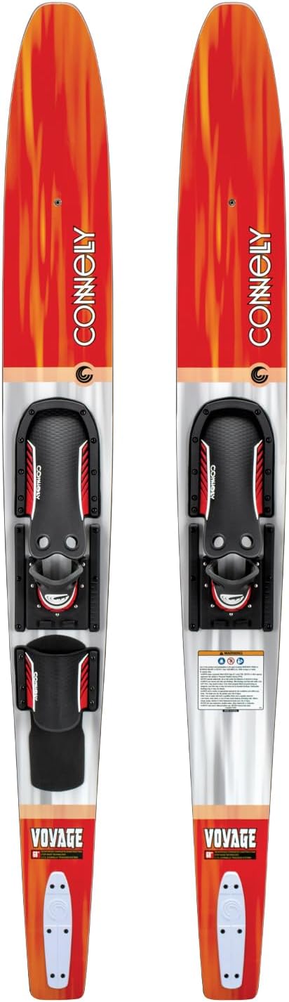 Connelly Voyage 68" Combo Waterskis - Durable Reinforced Composite, Adjustable Bindings 9-14, Stable Tracking for Beginners