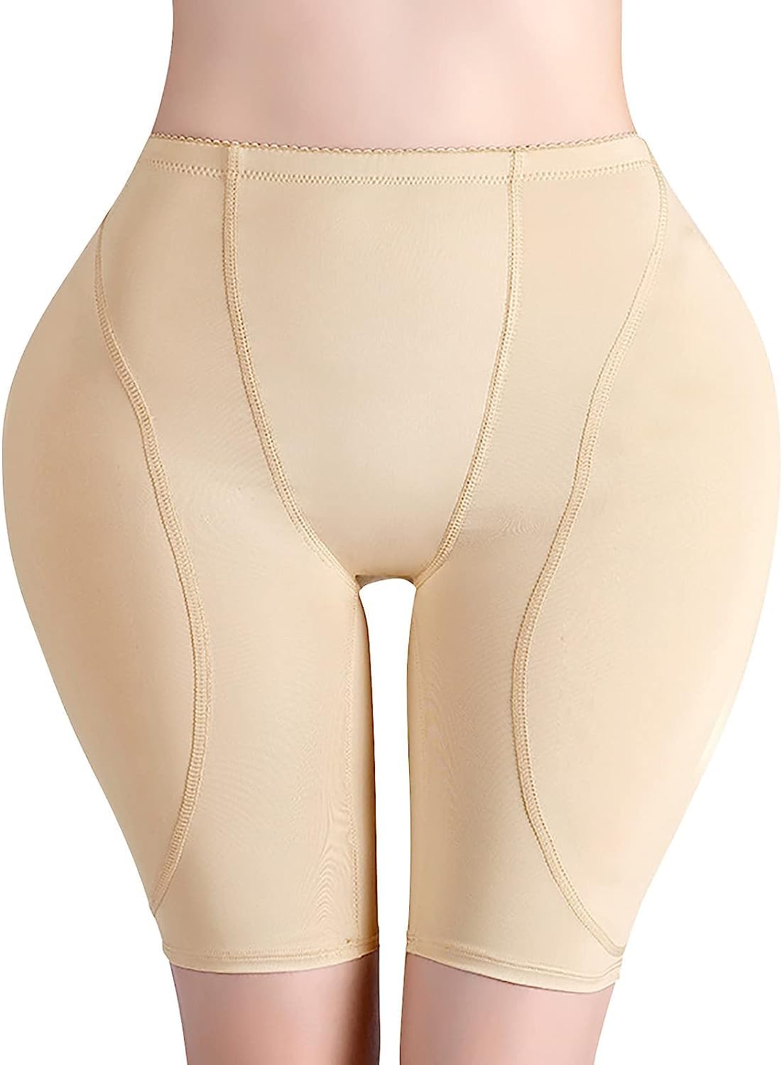 Sensual Lady Boy Shorts Butt Lifter Shapewear Underwear 2 Big Sponge Padded Plus Size Body Shaper Butt Hip Enhancer | Sarees Low Waist Shapewear | Black, Skin-image-0