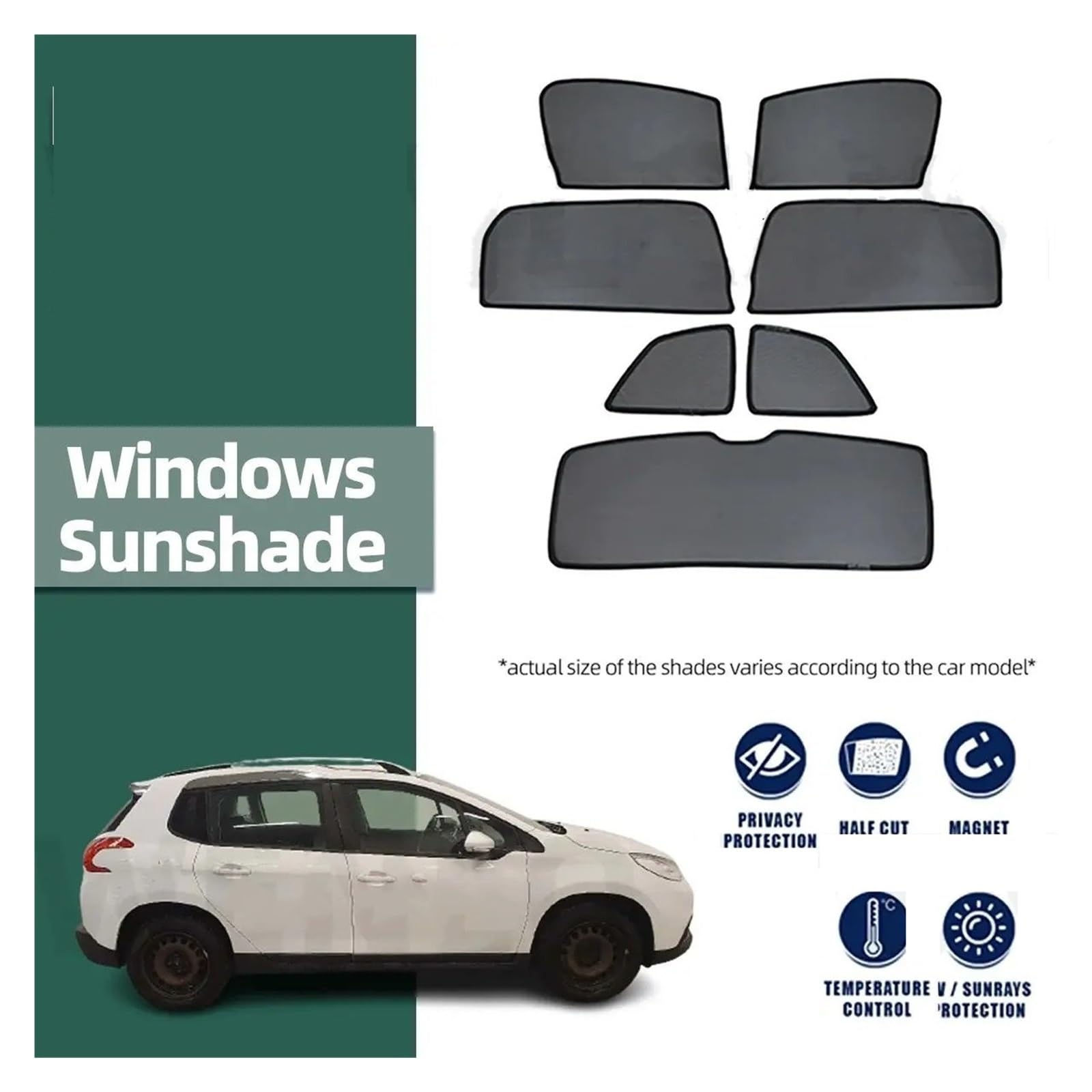 Parasol Ventanilla Coche Parasol Magnético para Peugeot 2008 2013-2019 Parasol para Parabrisas Delantero Cortina De Verano Accesorios para Coche Parasoles(Back Windshield)