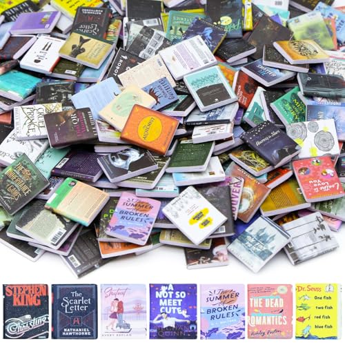 150 Pcs Mini Books for Anxiety Bookshelf?Miniature Dollhouse Books Assorted Tiny Small Books Accessories for Mini House Decor Crafts Office Deskce, Desk
