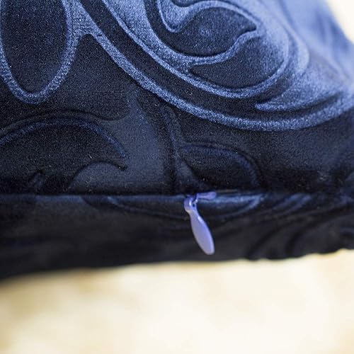 Miniatura 3 de Funda de cojín TangDepot de terciopelo pesado, con relieve, tela de terciopelo floral, anaglifo