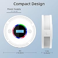 Vista 6 de Detector de humo y monóxido de carbono, alarma de humo combinada y detector de monóxido de carbono alimentado por batería, detector de CO con sensor