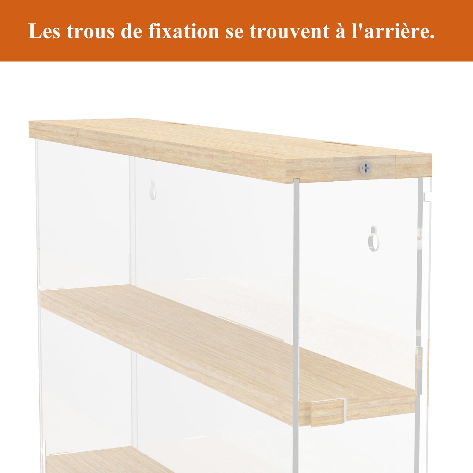 Vetrina Da Parete Joody In Acrilico E Legno | 4 Ripiani, Porta Scorrevole, Espositore Per Collezioni 40x8,5x50 Cm