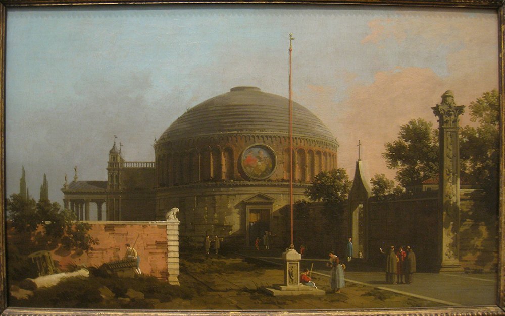 Impresión de archivo Canaletto de iglesia con cúpula, lámina pequeña de alta calidad